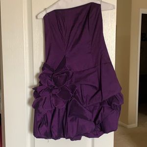 Purple, strapless dress